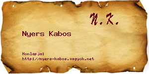 Nyers Kabos névjegykártya